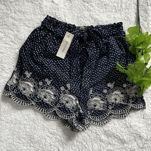 Francescas‎ Mi Ami  Size Small Blue Floral Lace up Cotton